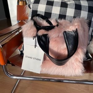 Stand Lucille Bag NWT vegan leather wool blend fur tote/convertible $365